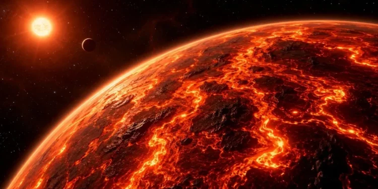 Kosmiczna dolinę bez powietrza. Po obu stronach są planety z atmosferą