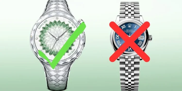 Smartwatch wysadzany diamentami. Wolę to zamiast Rolexa