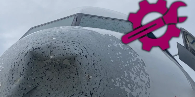 Grad zmasakrował Airbusa nad Polską. Samolot dosłownie zamienił się w sito